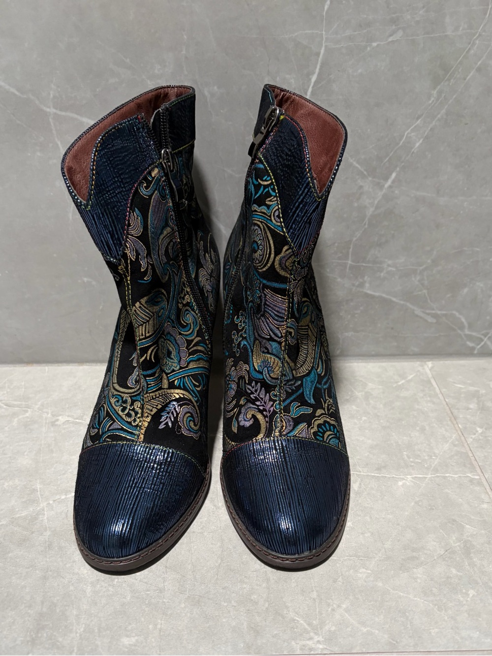 Socofy Paisley Boho women’s ankle boots size EU 40 US 9